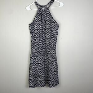 Prana Montezuma Halter Dress Black‎ White Print Extra Small New